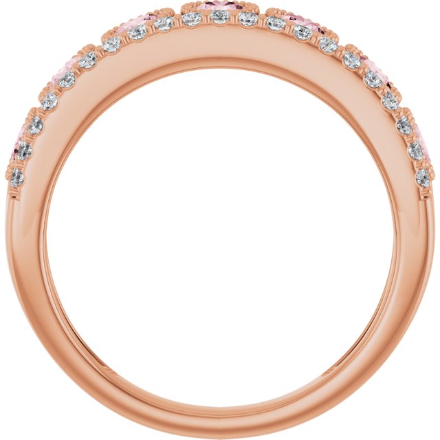 14K Rose Natural Pink Morganite & 1/5 CTW Diamond Ring 